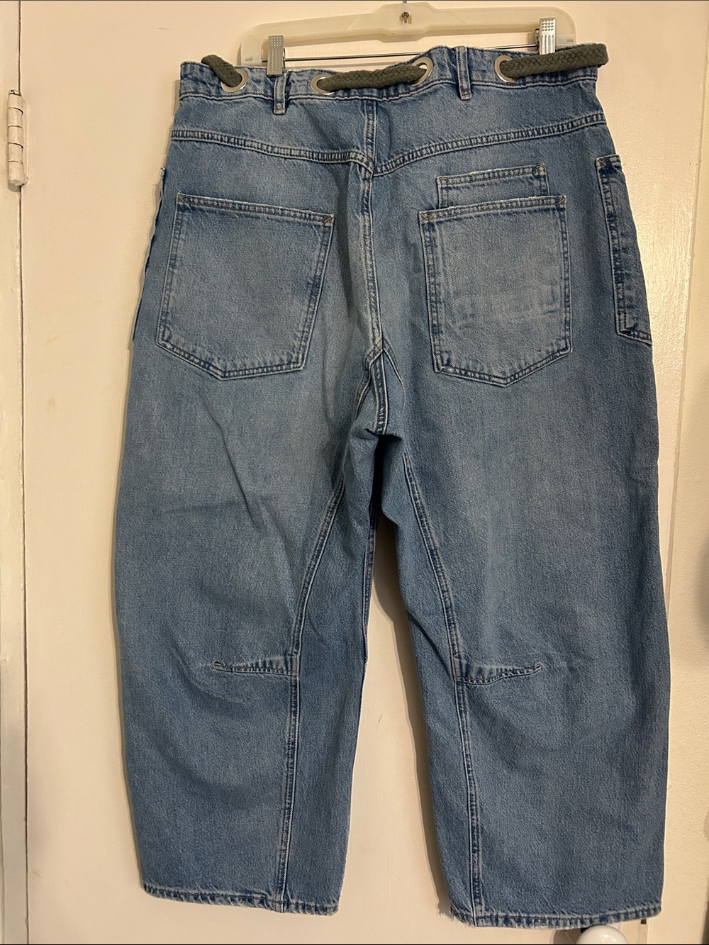 We The Free Moxie Denim Barrel Patchwork Cargo Jeans with Drawstring Waist - Picture 4 of 11